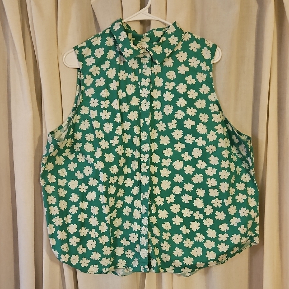 J. Crew Green Sleeveless Blouse
